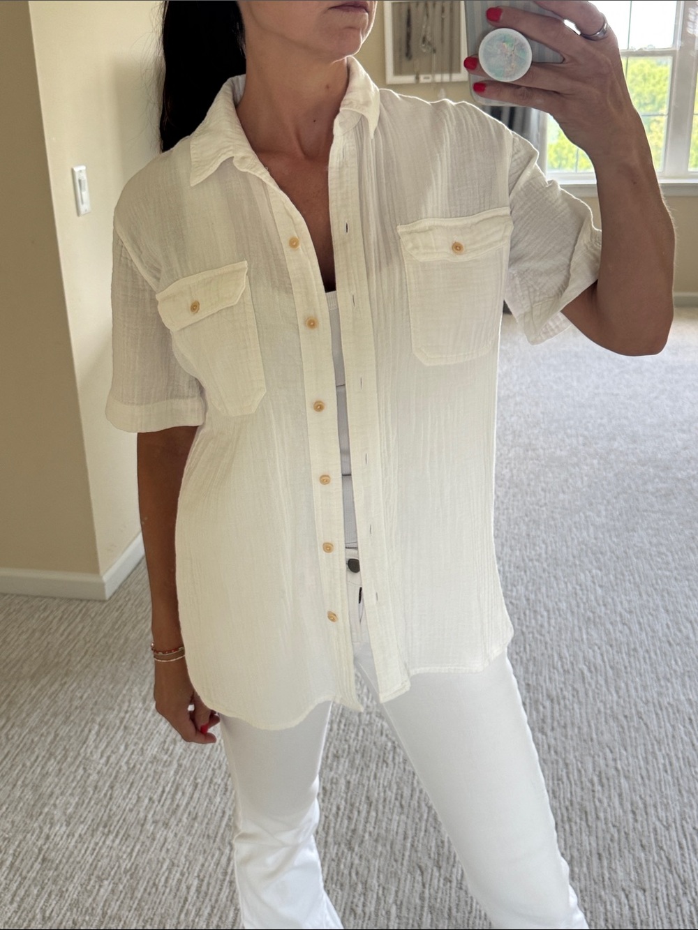 Linen White Button-Down Shirt